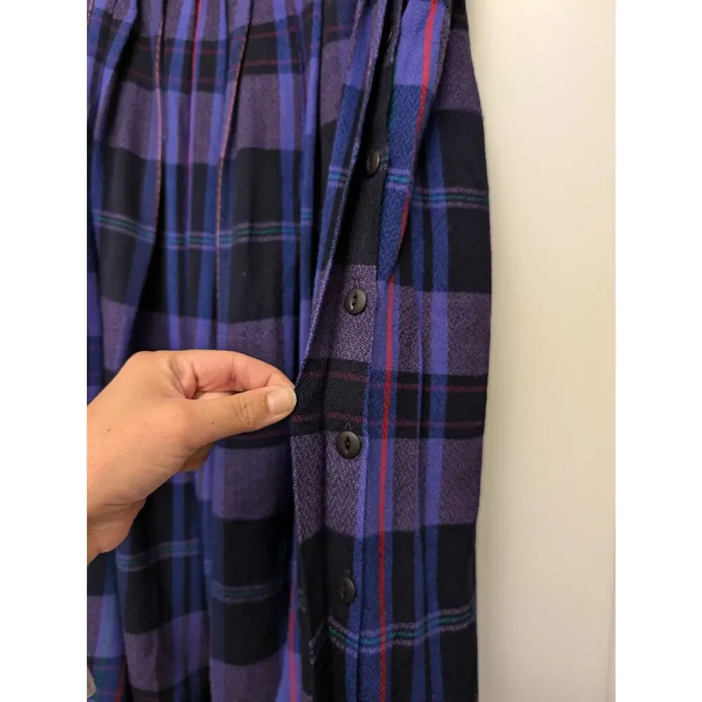 Vintage 70s Union Made Giuseppe Stripe Pleated Midi Skirt Navy Purple Collegiate